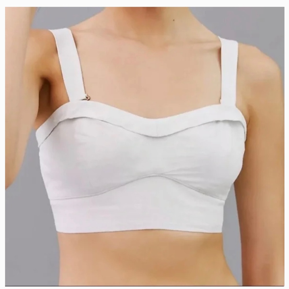 Anthropologie Maeve White Cropped Bustier Tank Top